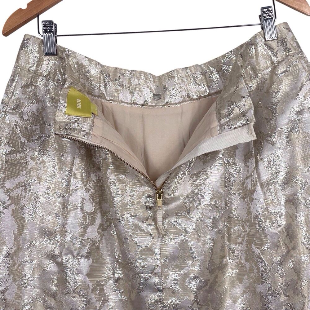 Anthropologie Maeve Rust Garden Brocade Mini Skirt Size Large Gold Silver EUC - Picture 10 of 16